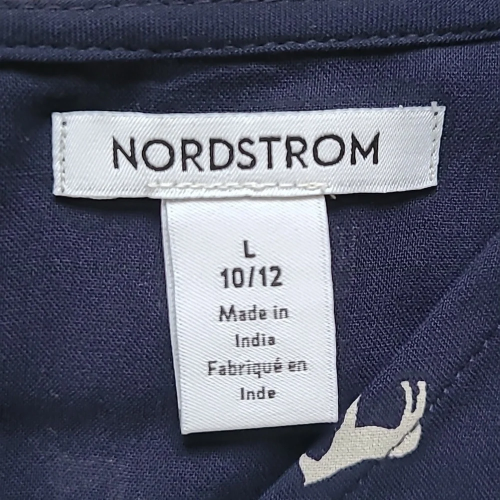 Nordstrom Navy & White Horse Print Dress - Size L (10/12)